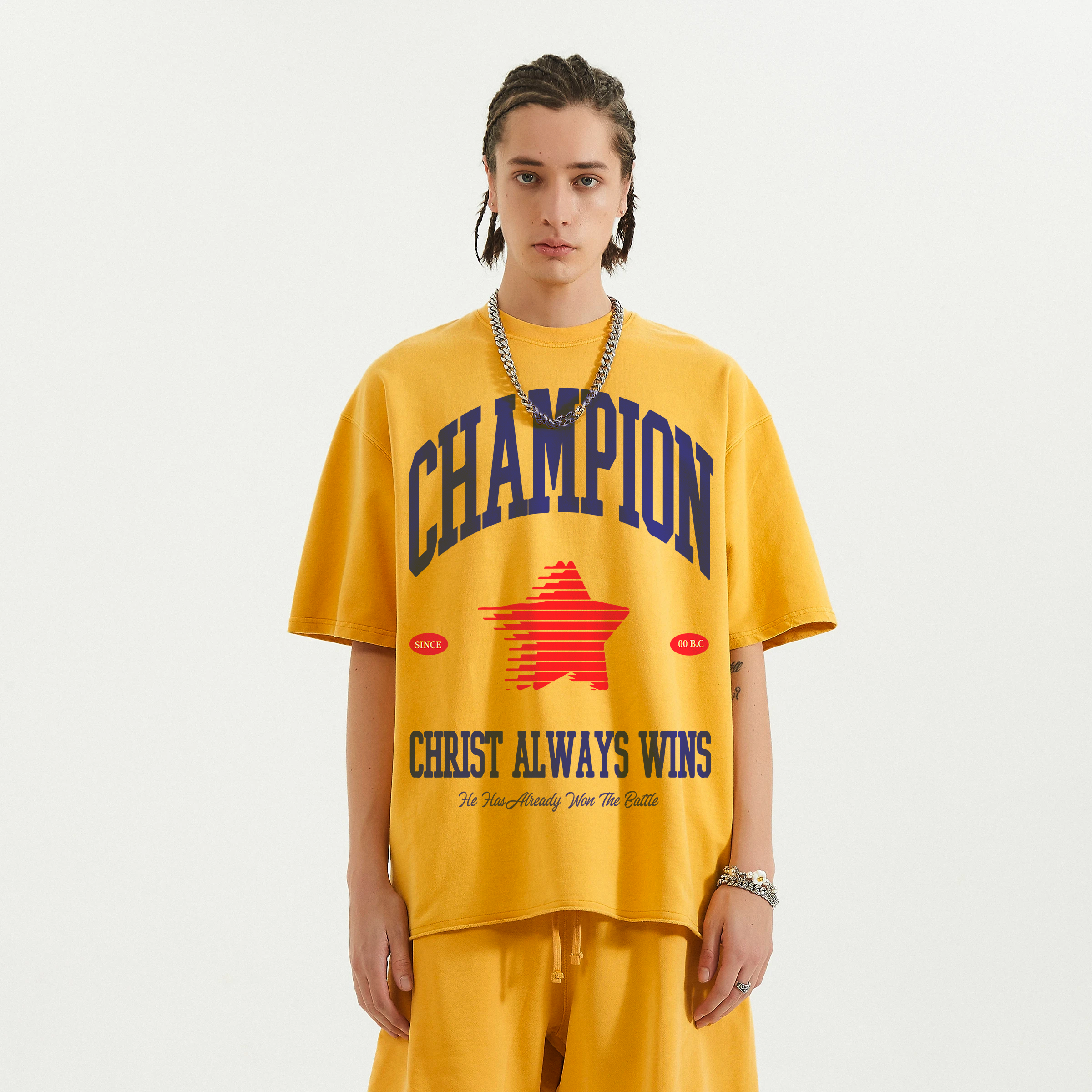 Champion Christ Faded Raw Hem T-shirt