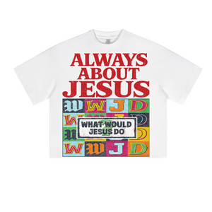 Always About Jesus Oversized Cropped Boxy Tee