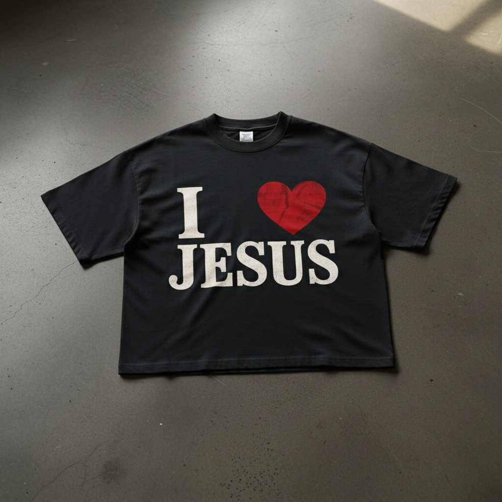 "I LOVE JESUS" HEAVY CROPPED TEE