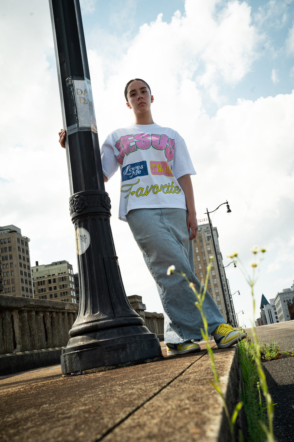 Christian cropped boxy oversized tee front view