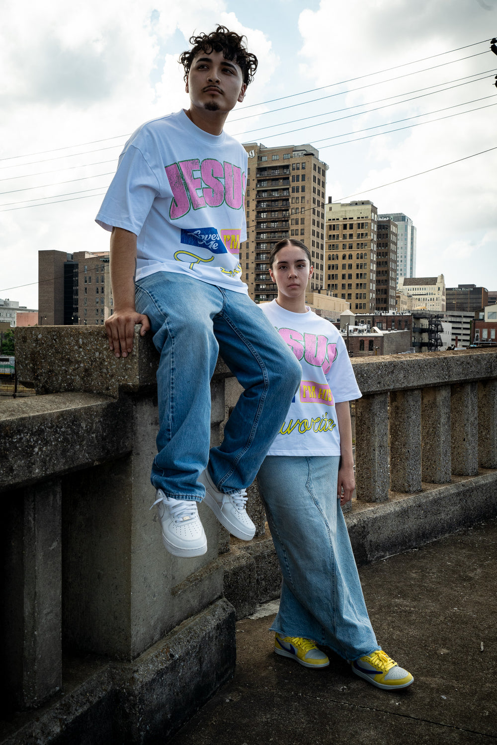 Christian cropped boxy oversized tee front view