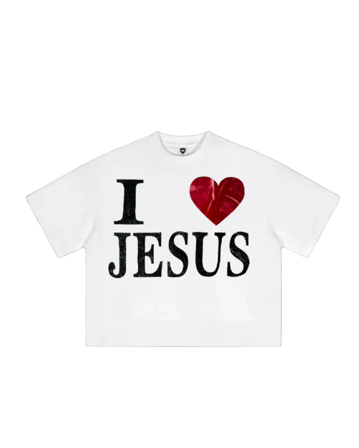 "I LOVE JESUS" HEAVY WHITE CROPPED TEE
