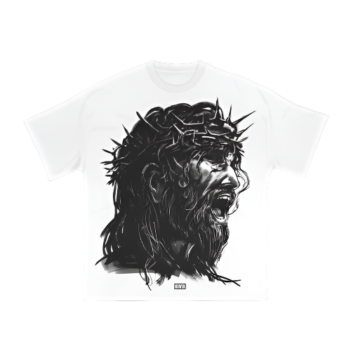 Christian cropped boxy oversized tee front view