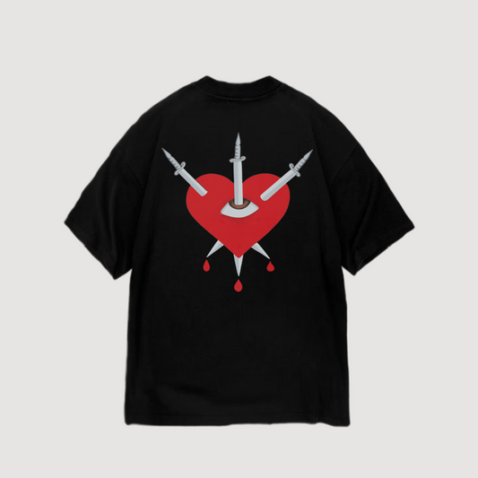 Love Hurts Black Oversized T-Shirt