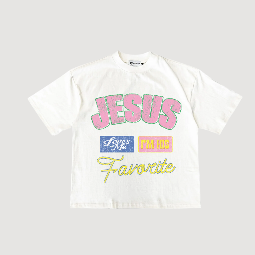 Christian cropped boxy oversized tee front view