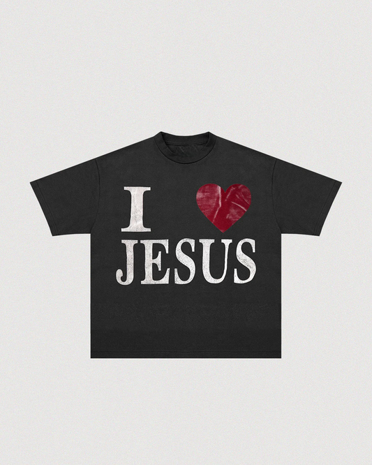 Christian cropped boxy oversized tee front view