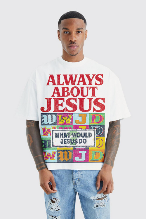 Always About Jesus Oversized Cropped Boxy Tee