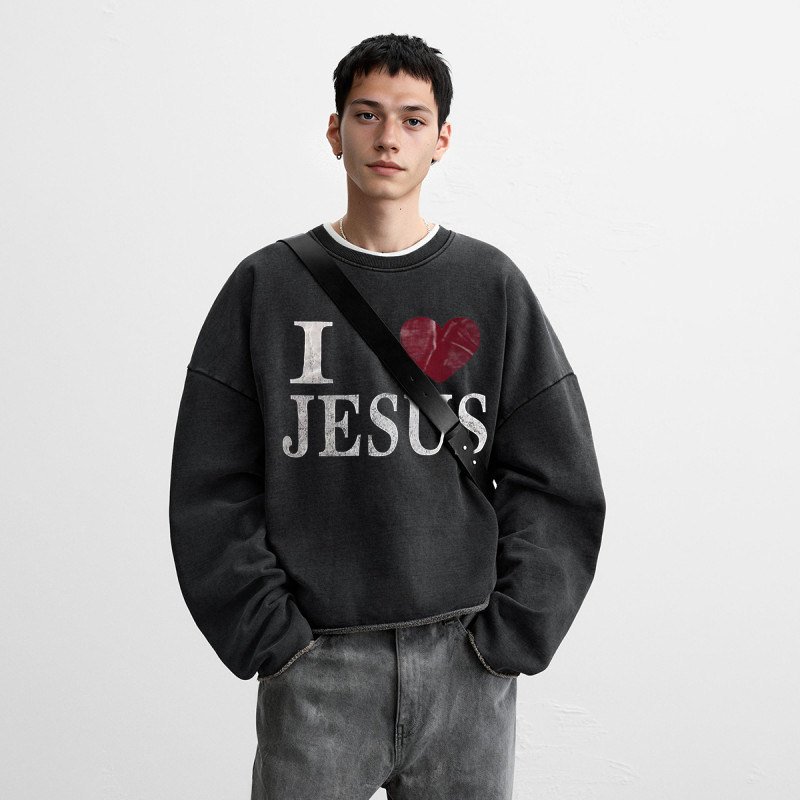 I Love Jesus Sun Faded Cropped Sweatshirt